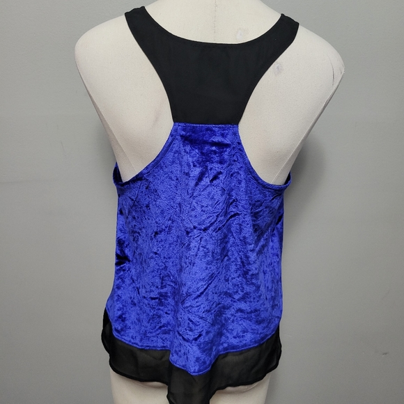 Mudd royal blue velvet chiffon trim tank size large - Picture 5 of 6